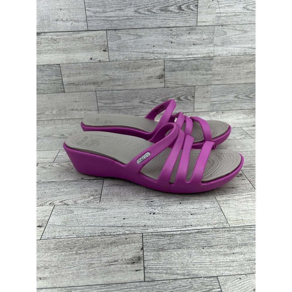 Crocs Kadee II‎ Slide Wedge Sandals Fuchsia Women's Size 8 - Picture 7 of 11